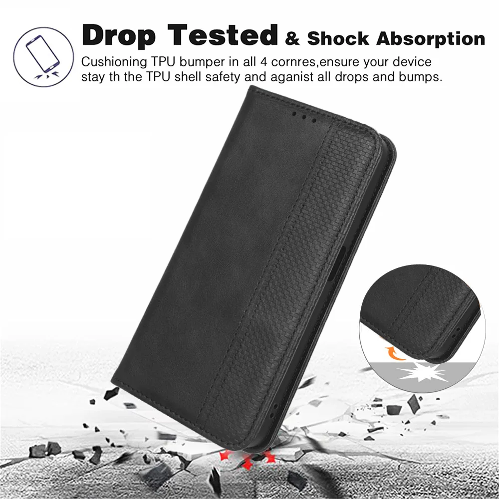 Retro Leather Wallet Case - Luxury Book-Style Flip Cover with Magnetic Closure