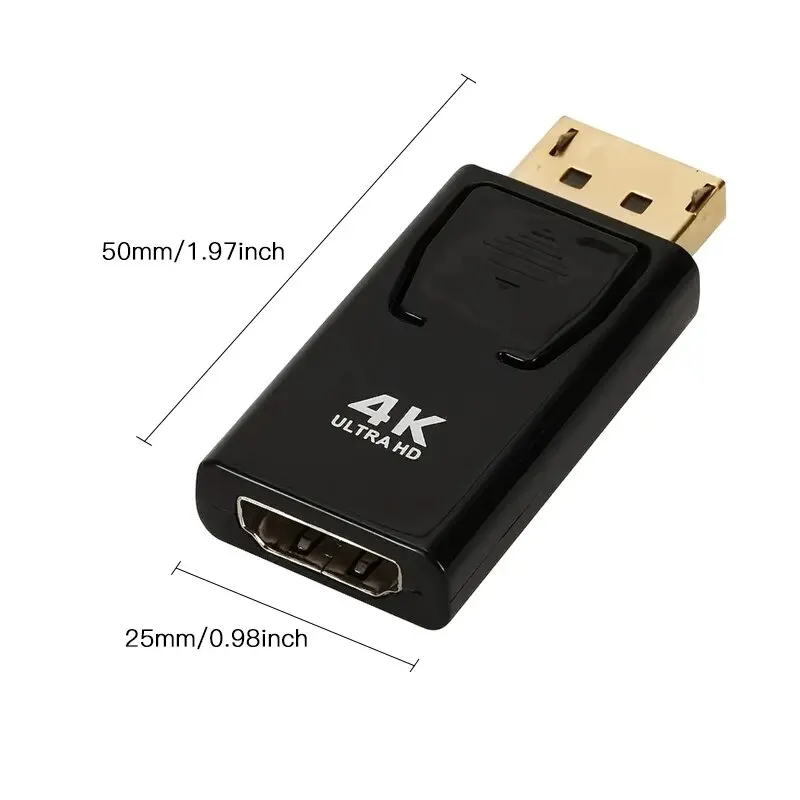 4K DisplayPort to HDTV Adapter – Male to Female Video Audio Converter for Computer, TV, and Laptop