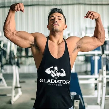 2025 Gym Cotton Vest, Bodybuilder Men's Shirt Muscle Sleeveless Vest Backless Design Plus Size Bodybuilder 1