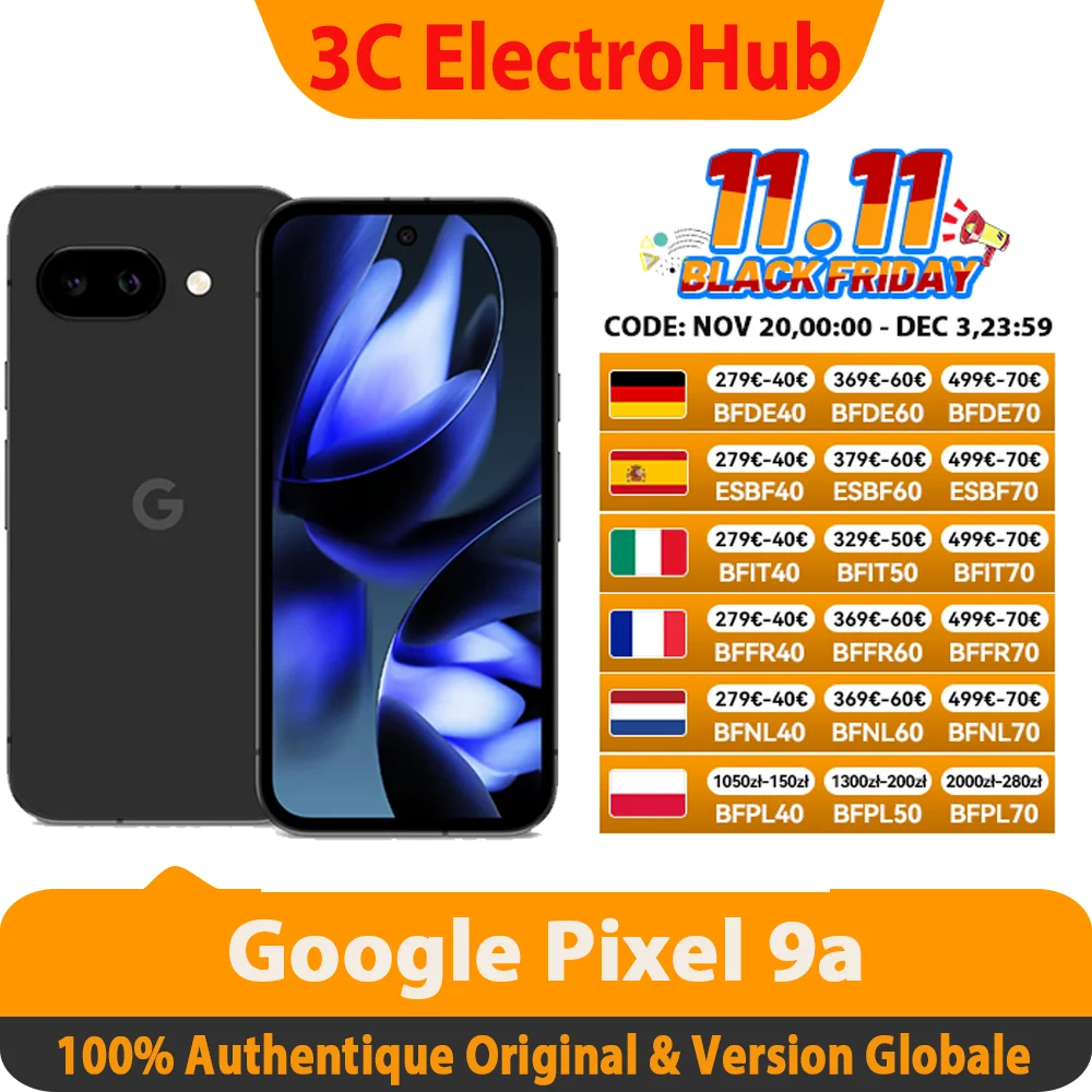 New Google pixel 9a, 6,3 inches, 1080x2424, POLED, 120Hz 5100mah. Google tsor G4 Titan m2, 8G RAM ,128/g smartphone