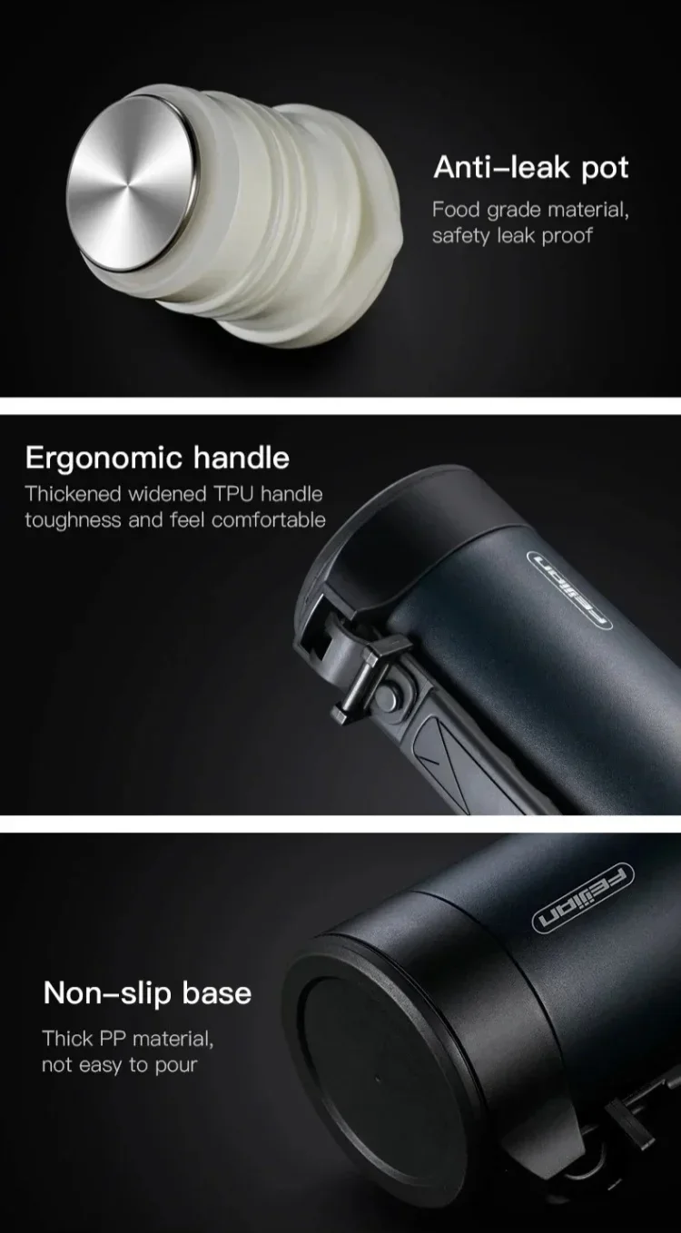 FEIJIAN 1200/1500ml Thermos Bottle Stainless Steel Vacuum Flasks Water Bottle Insulated Outdoor travel Hike Keep Cold Bottle Cup