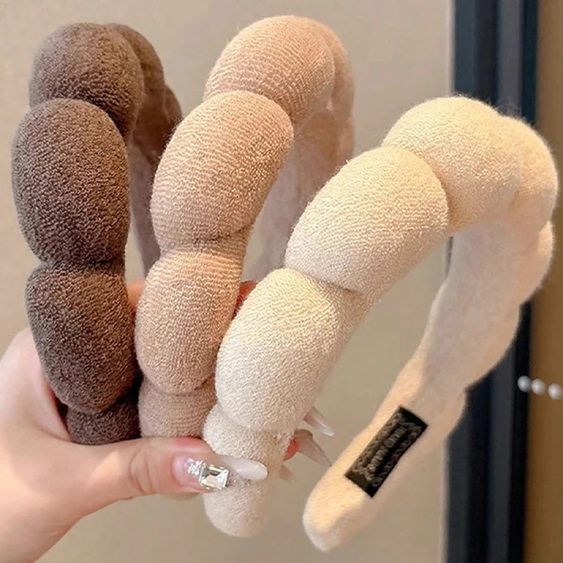 1 Stück Haarband für Damen, modisches Haarband in Kaffeefarbe, Cloud Fried Dough Twists High Skull Top Haarband, zum Waschen des Gesichts, Baden, Make-up – Detail 4