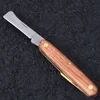 Grafting Tools Foldable Pruning Knife Professional Garden Grafting Cutter Stainless Steel Wooden Handle Grafting Knife 6