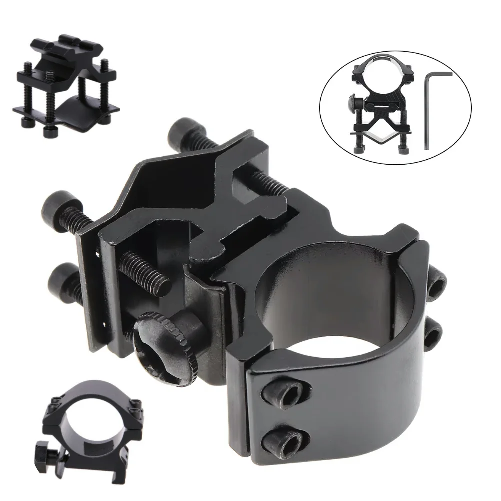 Flashlight Mount Clamp Rail Mounted Flashlight Bracket Plastic Bike Front Torch LED Headlight Clamp Clip Adjustable Bracket