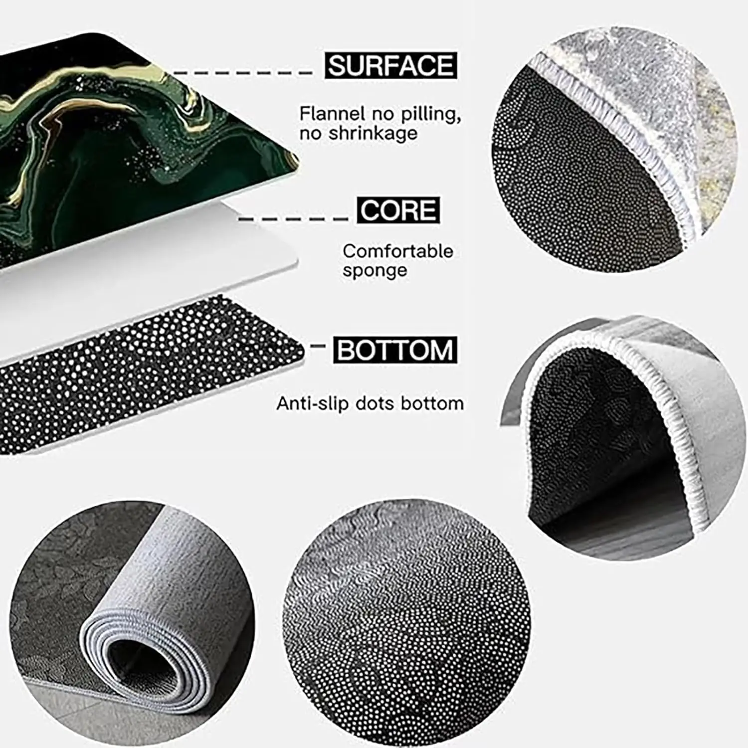 VIKAMA Schöner weihnachtlicher Lebkuchenmann, langer Kristall-Samtteppich für Küche und Badezimmer, saugfähig, rutschfest, Heimdekoration_voghion.com