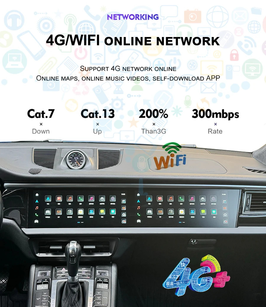 12.3+12.3inch Dual Android Screen For Porsche Macan 2011-2017 2din Car GPS Multi