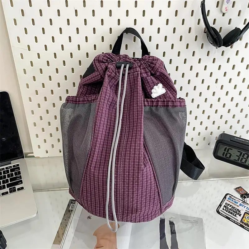 Zaino Minimalista Monocolore Leggero per Escursioni, Daypack Grande Capacità con Chiusura a Coulisse, Borsa a Spalla Casual per Pendolari