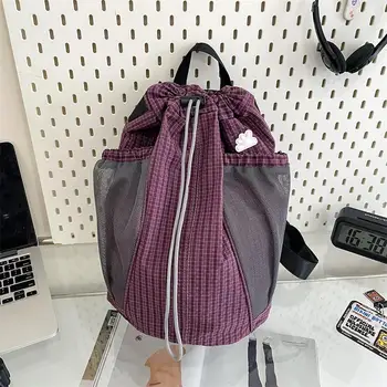 Zaino Minimalista Monocolore Leggero per Escursioni, Daypack Grande Capacità con Chiusura a Coulisse, Borsa a Spalla Casual per Pendolari