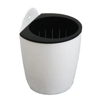 Flower pot fixed to the wall, a water-absorbing plastic container or hydroponic system for holding the flower pot on the wall balcony.