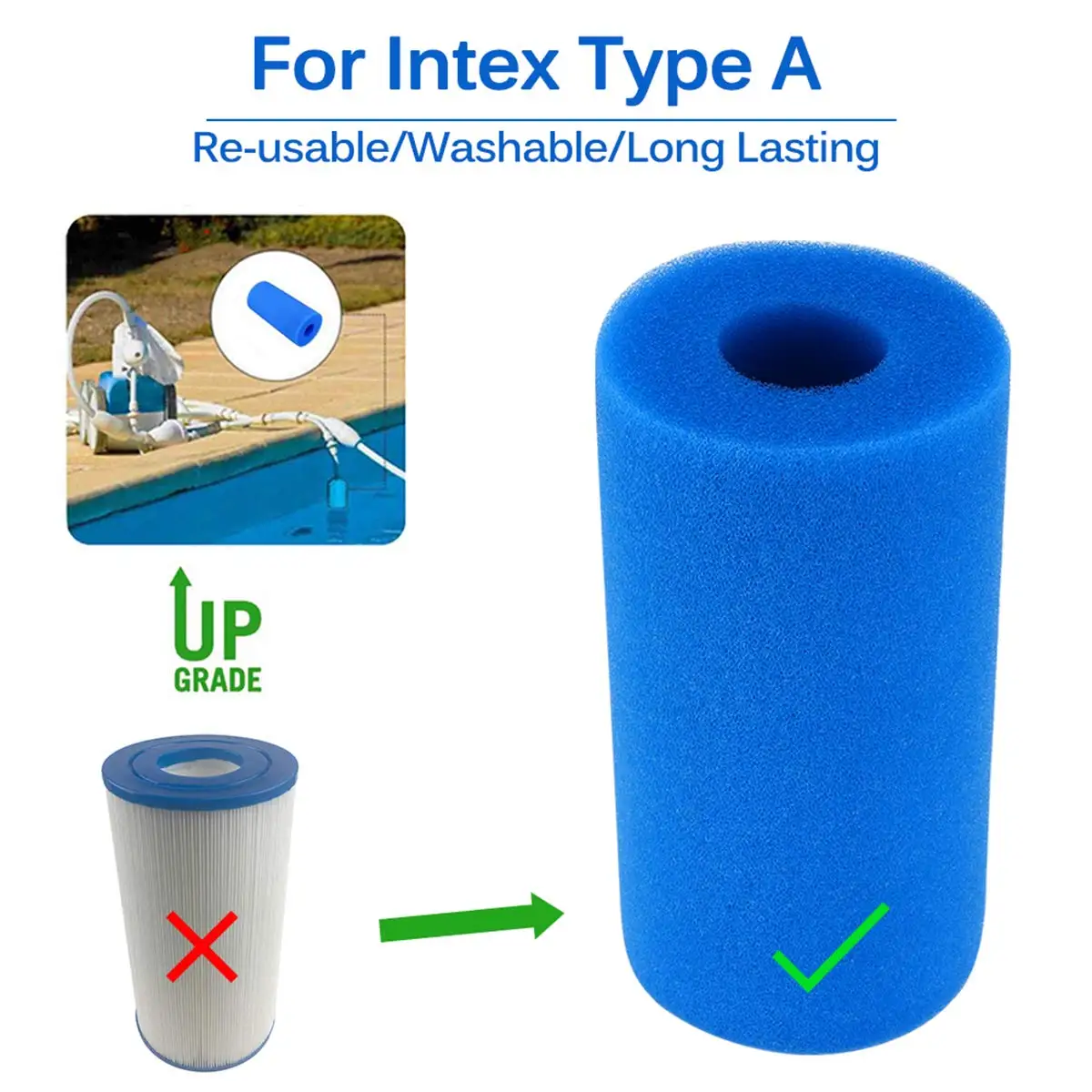 Swimming Pool Filter Sponge For Intex Type I/II/VI/D Washable Reusable Cleaner Tub Filter Foam Cartridge Garden Cleaning Parts 5