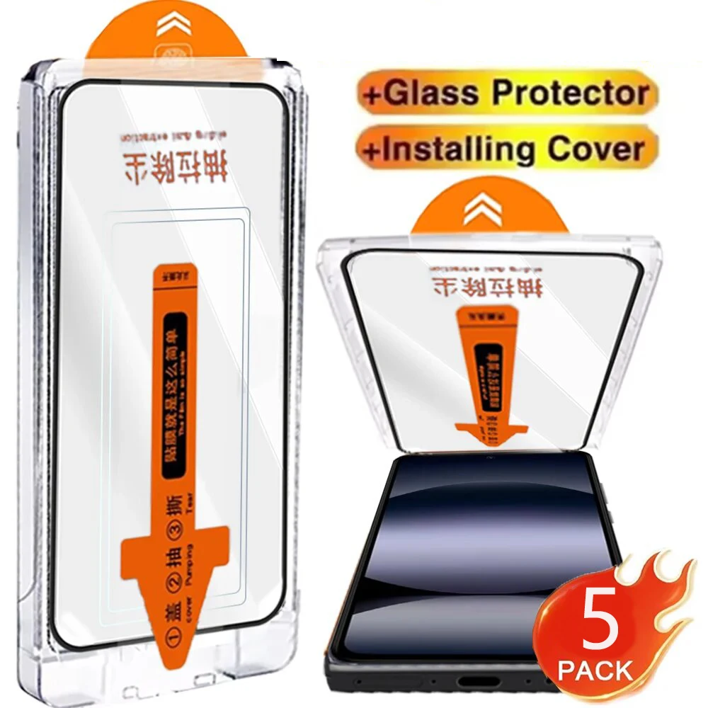 One-Click Dust-Free Screen Protector Set - Premium Tempered Glass Film (5-Pack)