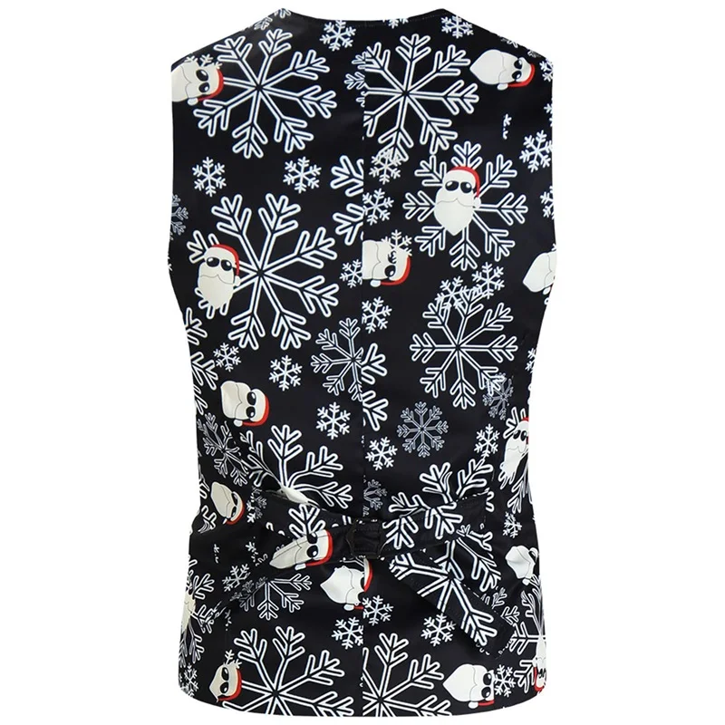Men Christmas Suit Long Sleeve Single Breasted Jacket with Vest Pants Set Formal Outfit