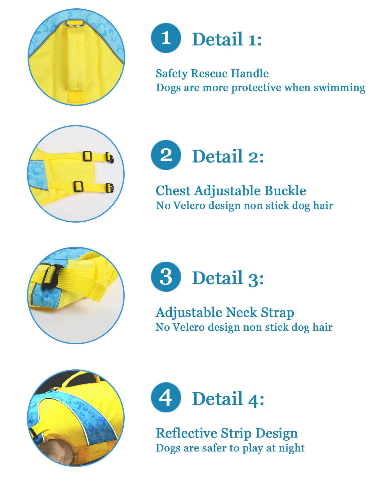 DogMEGA Reflective Life Jacket for Chubby Dog