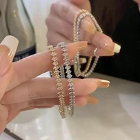 Luxury Roman Crystal Geometric Chain Bracelets for Women Trendy Goth Full Rhinestone Marquise Charm Bracelet Wed Jewelry Gift