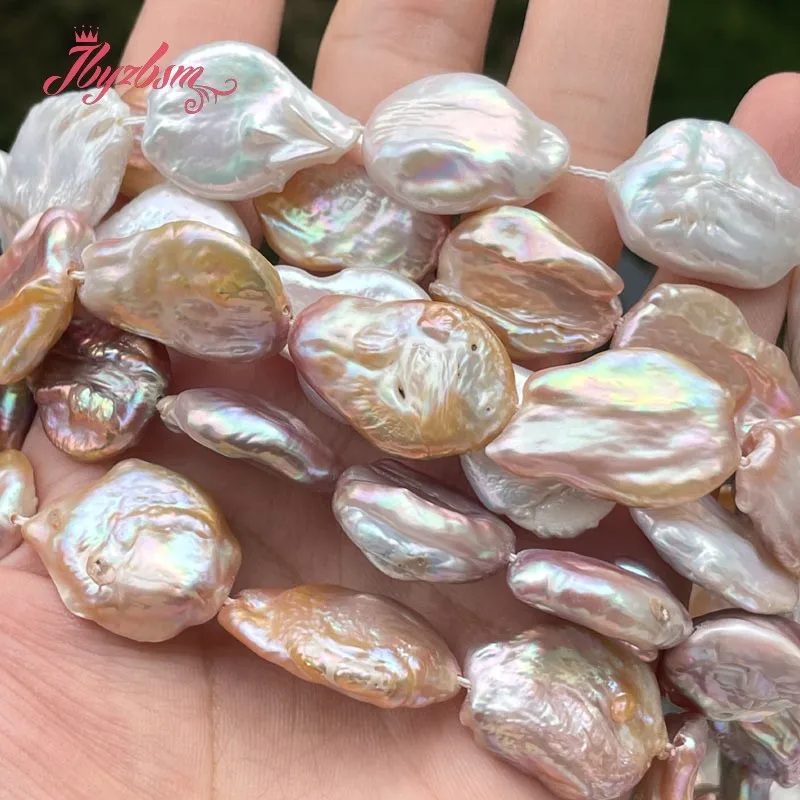 15mm Coin White Pink Purple Freshwater Pearl Spacer Loose Beads for DIY Women Jewelry Making Necklace Bracelet Earring 15