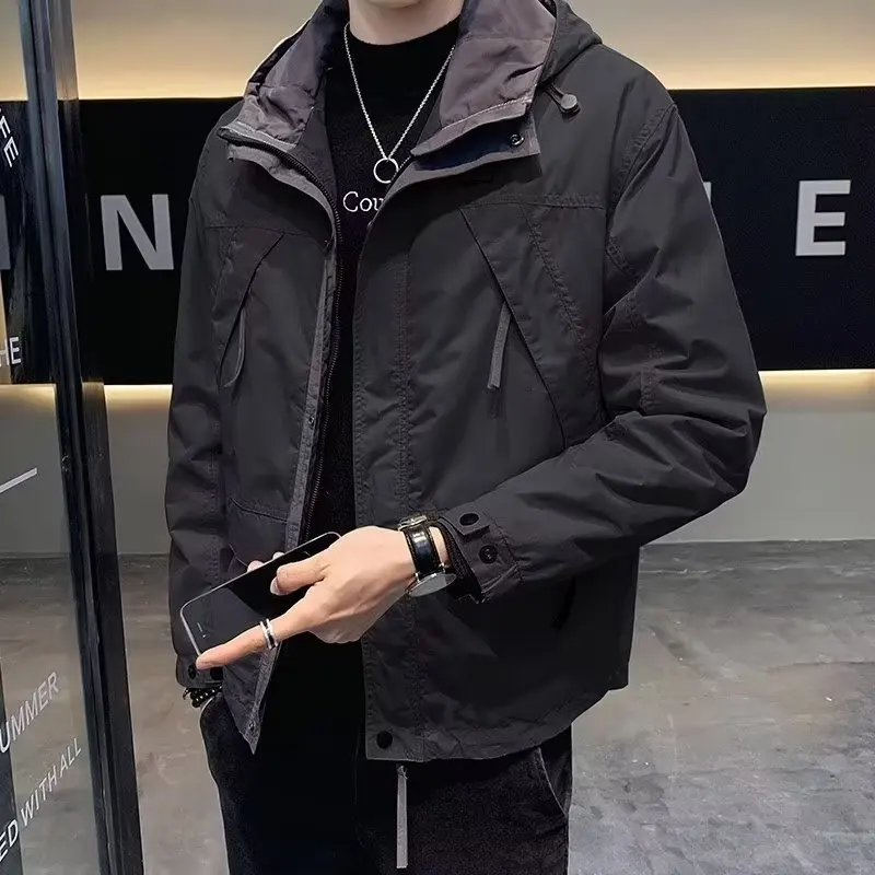 

Autumn Solid Color Leisure Trend Stand Collar Hooded Baseball Uniform Fashion Simple Comfortable Men Jacket Loose Versatile Coat