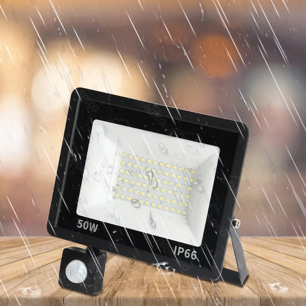 모션 센서가 있는 LED 투광 조명, 야외 220V 프로젝터 램프, 10W 20W 30W 50W 100W 방수 IP66 보안 초점