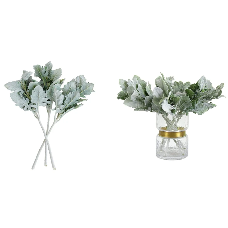 Promotion! Artificial Flocked Lambs Ear Leaves Dusty Miller Stems Oak Lamb's Leaf For Home Wedding |