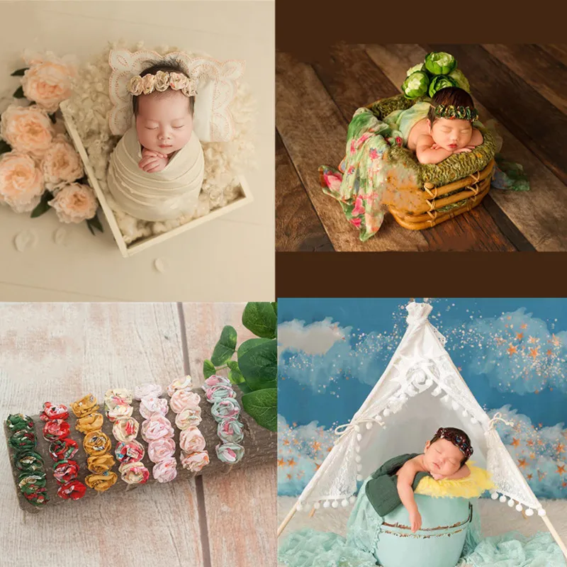 Newborn Photography Props Flower Hair Accessories Full Moon Baby Photographed Headdress Flower Baby Headband