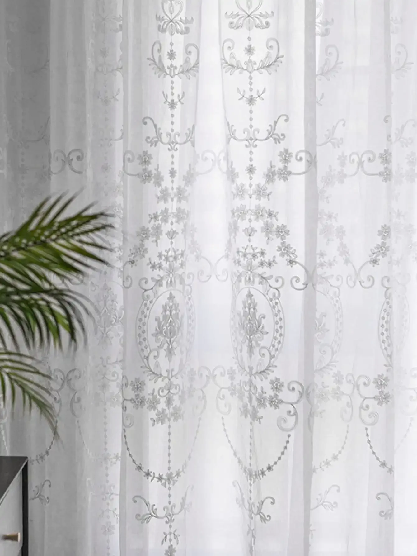 Sheer Modern Rural Style Diamond Shaped Minimalist Embroidery Net Curtain  Window White Embroidered Window 5