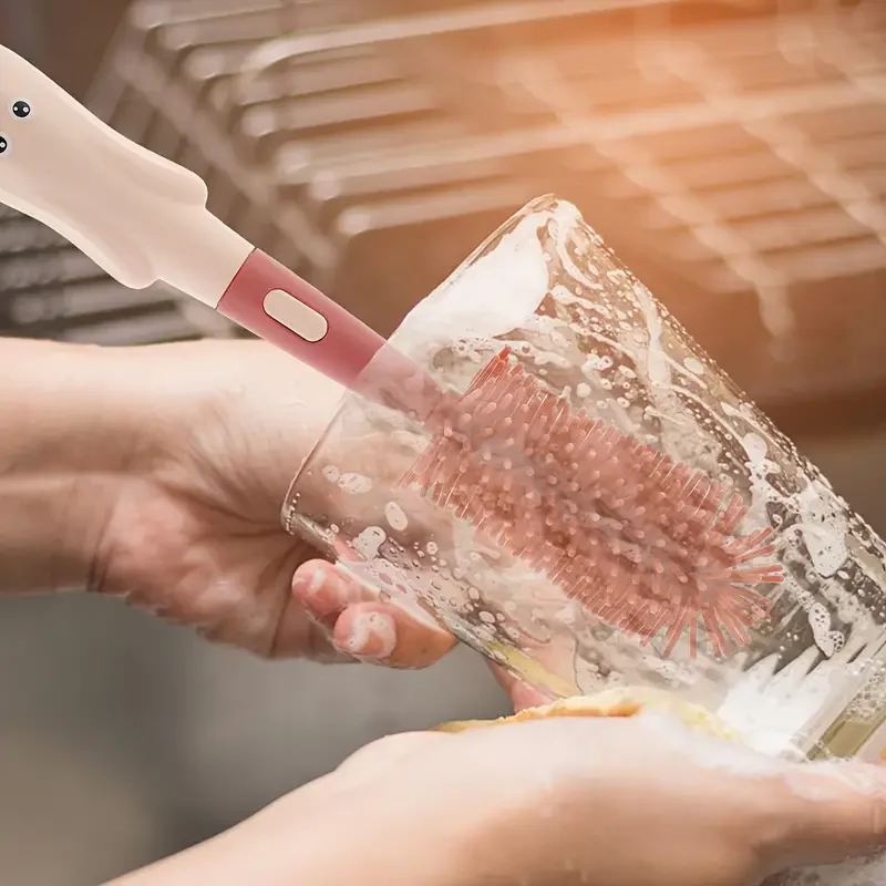 Bottle Brush Tea Cup Multifunctional Standing Brush Food Grade Silicone Nipple Brush Set Cup Brush Three-in-one Straw Brush Spon Baby & Maternity