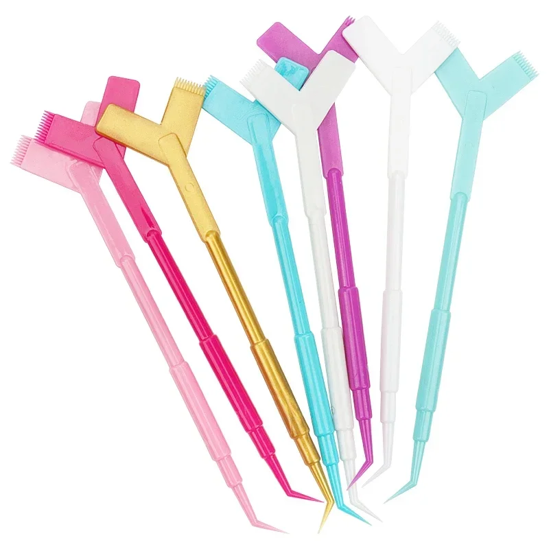 Perming 10Pcs Reuseable Plastic Eyelash Stick Tool Eyelash Extension Y Shape Comb Lash Lifting Curler Applicator Make Up brushes