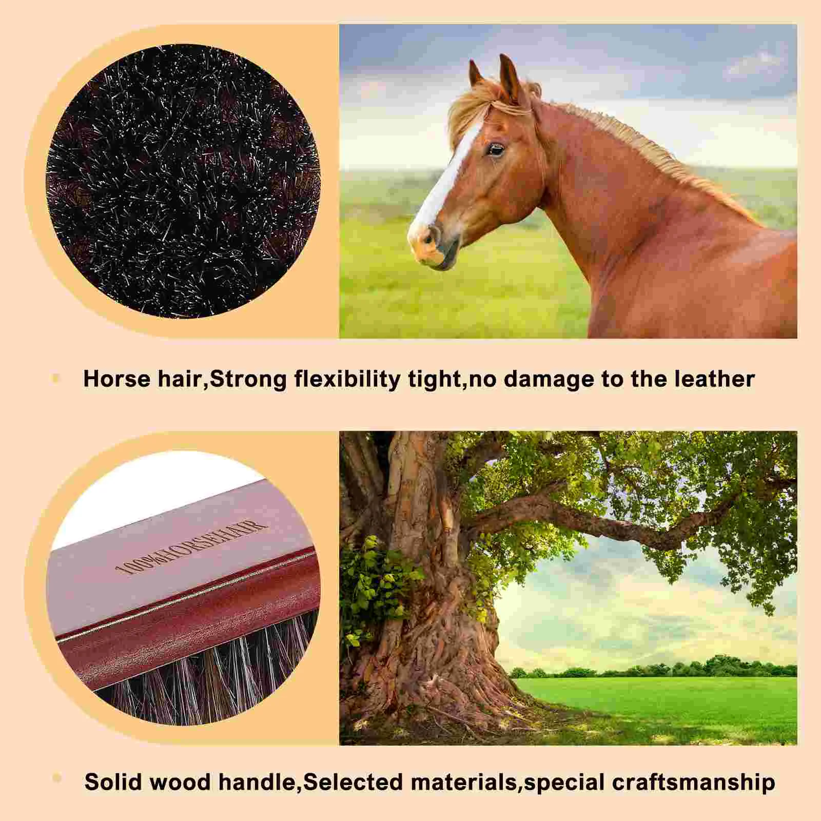 2 Pcs Shoe Brush Cleaning Boot Care Kit Applicator Horse Hair Mane for Polishing 6
