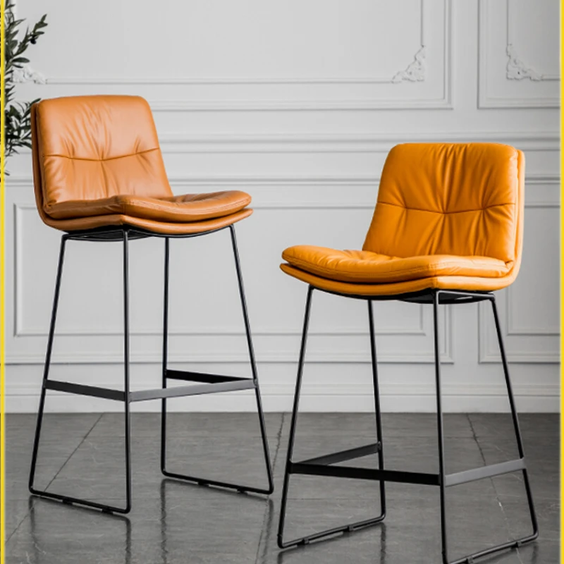 Bar chair modern simple wrought iron household high chair PU leather bar reception