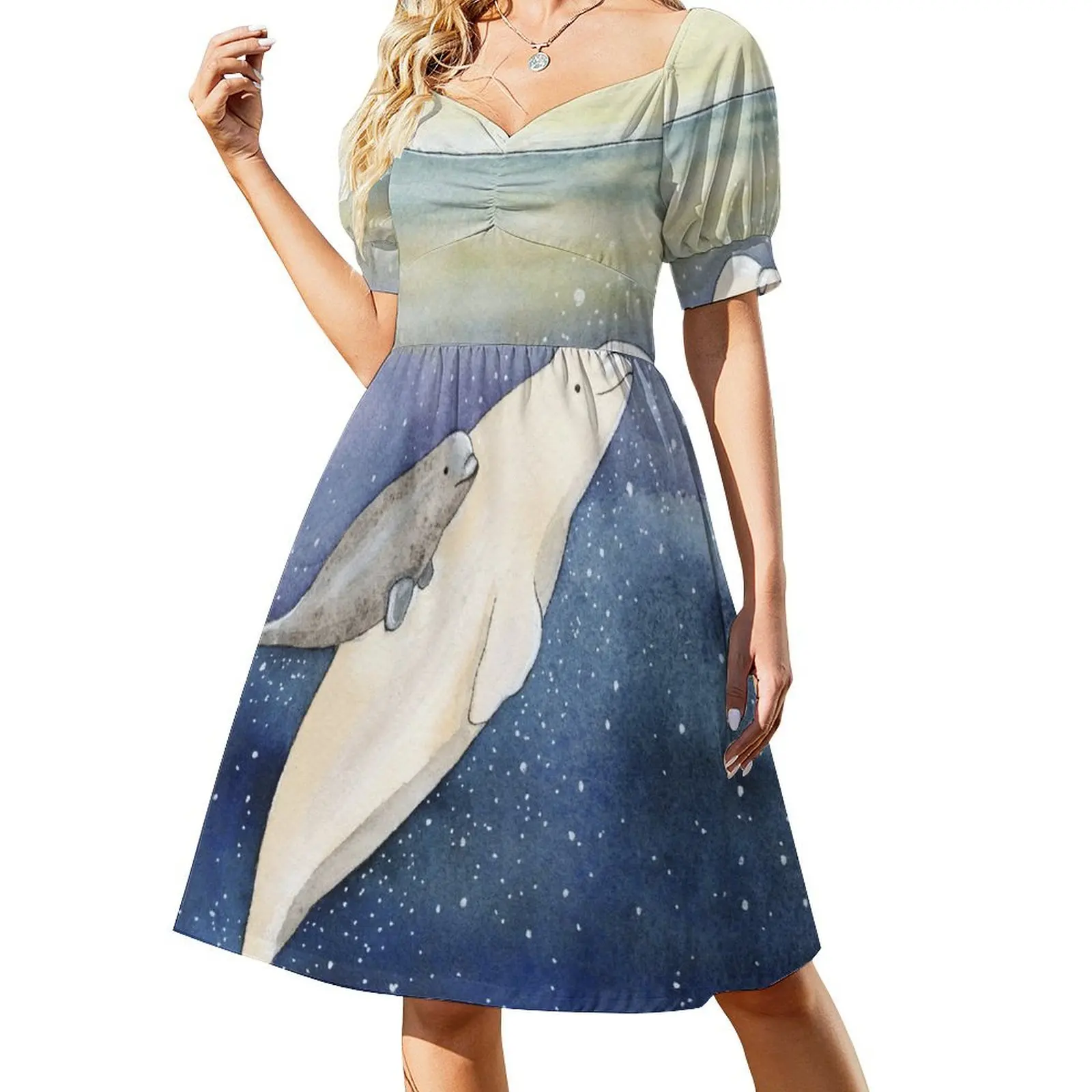 Vestido de manga corta para madre y bebé beluga, vestidos de noche, vestidos de fiesta de lujo, vestidos para mujer, ropa de mujer