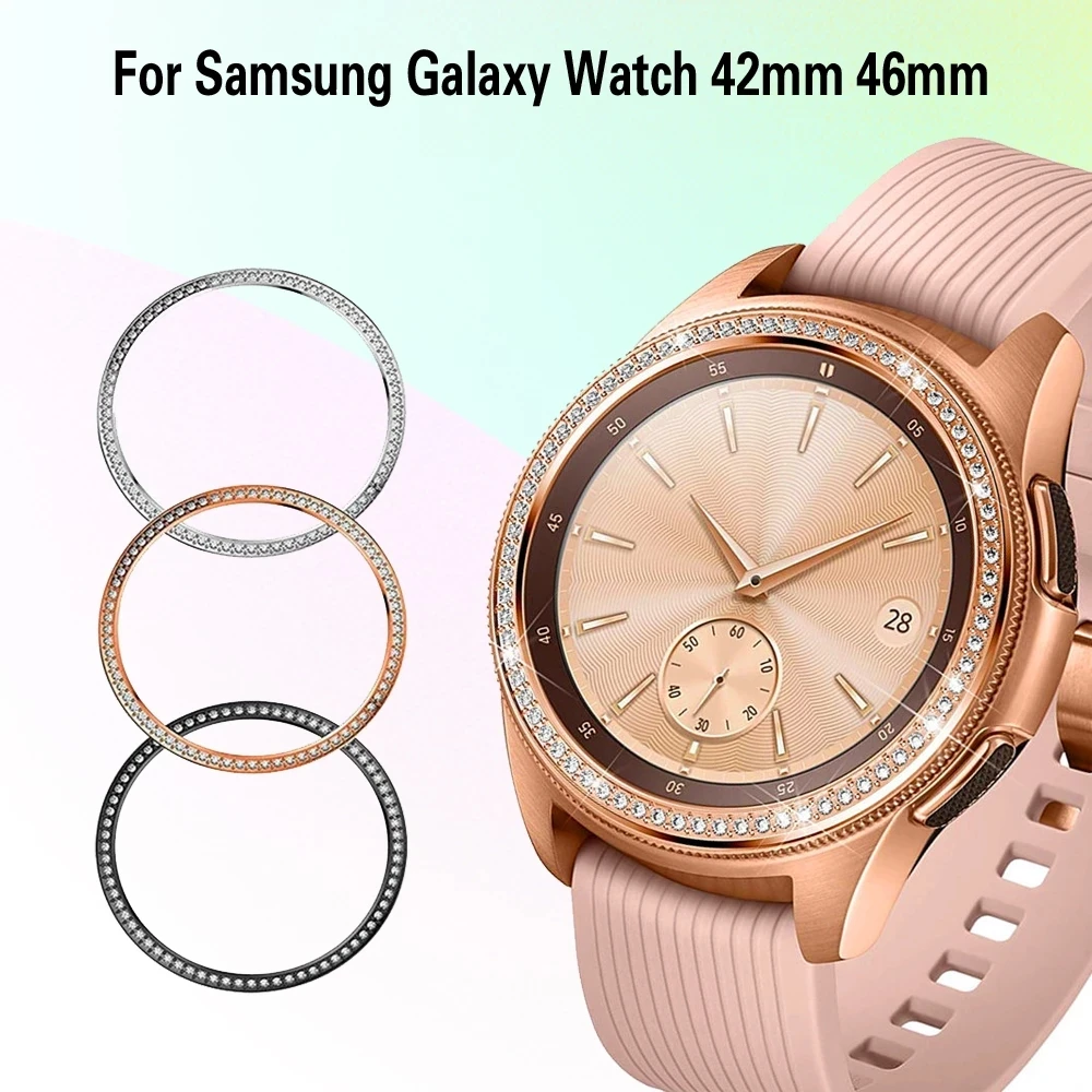 

Bling Bezel For Samsung Galaxy Watch 46mm 42mm gear s3 cover Diamond Metal Ring Adhesive Cover Anti watch Accessories s 3 46 mm