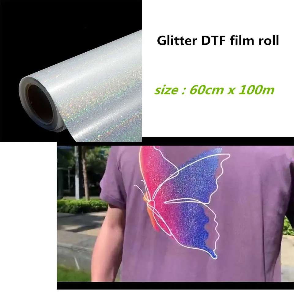 DTF 프린터 용 고품질 PET 필름 60cm x 100m, 반짝이 DTF PET 필름