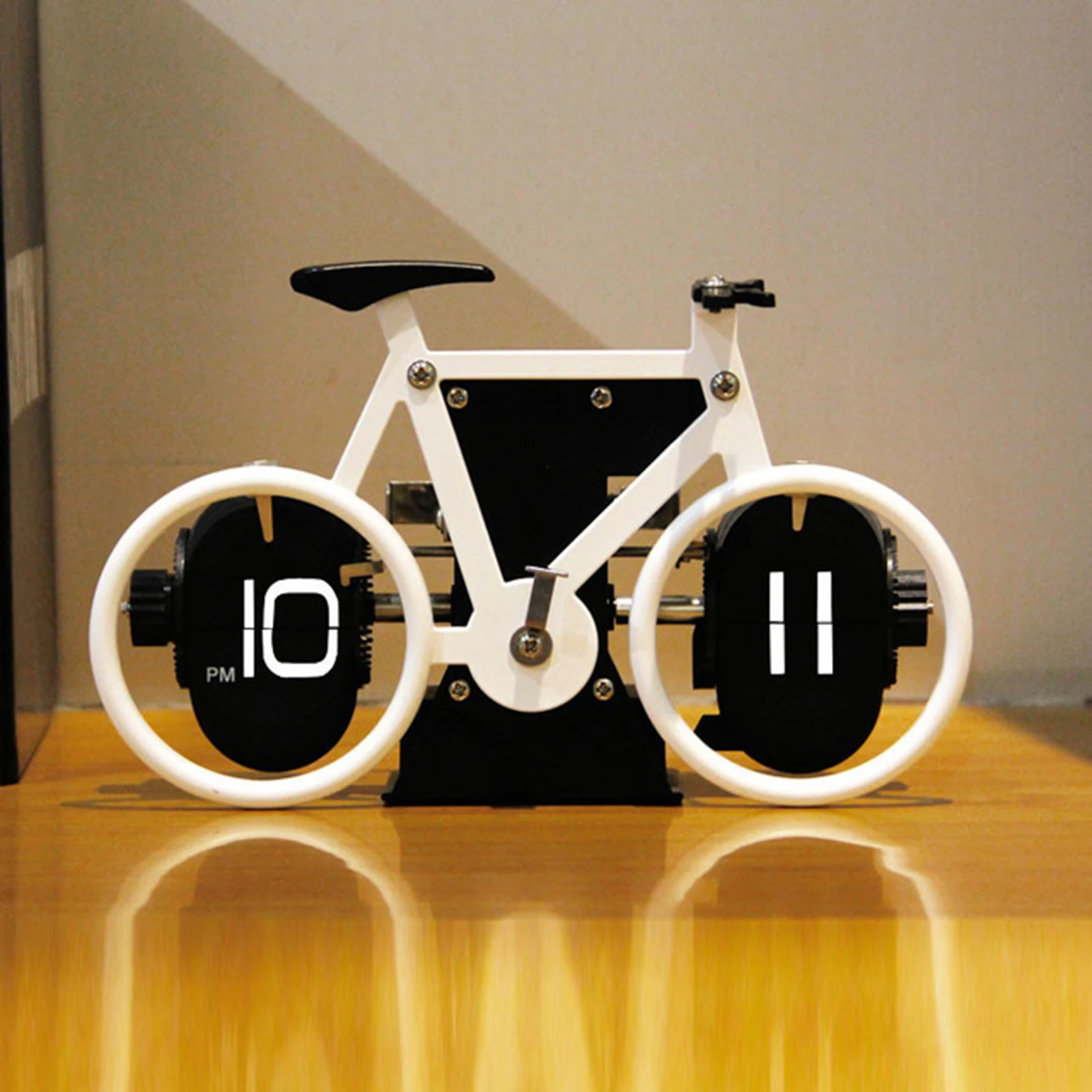 Vintage Bicycle Shaped Flip Page Clock Automatic Flip Down Clock 12 Hour AM/PM Show Number Clocks Home Office Desktop Decoration