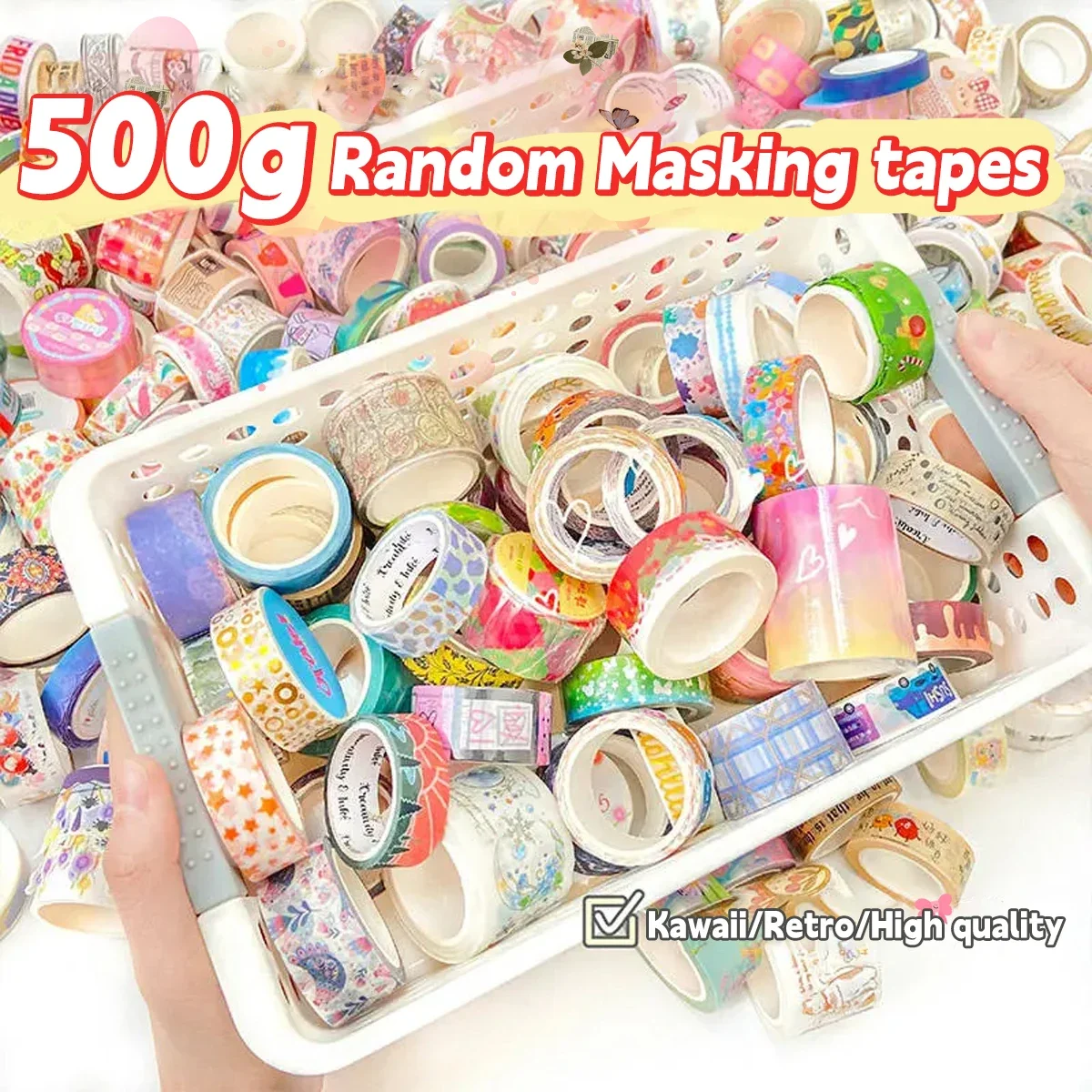 500g Random Washi Tape Set 50-60 Pcs No repeat Stationery Stickers Adhesive Masking Tape Scrapbooking Kawaii Journal Supplies 3