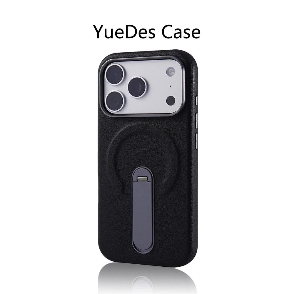 Premium Rotation Kickstand Business PU Leather Case with MagSafe Magnetic Matte Shockproof Cover