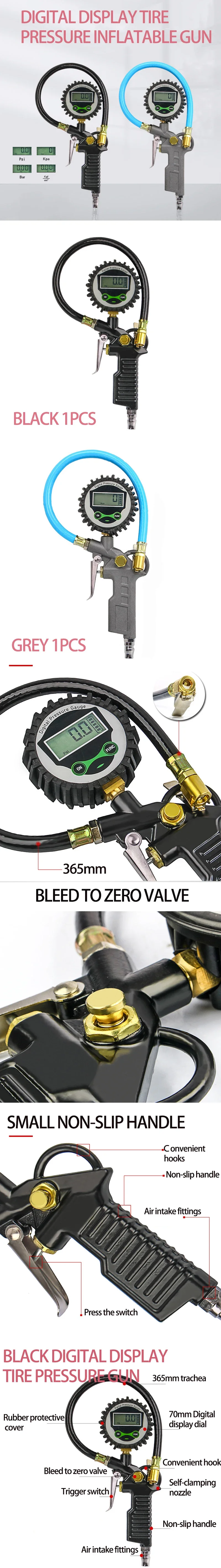 Fahrzeugtester mit Hintergrundbeleuchtung und 200-PSI-LCD-Digitalanzeige, Reifendruckmesser, Reifenfüller – Detail 1