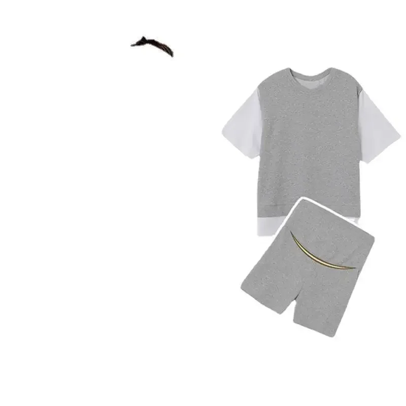 Maternity Summer Short Sleeve T-Shirt Sports Outfit Two-Piece Set Home Clothes Top Belly Support Shorts Set for Pregnant Women