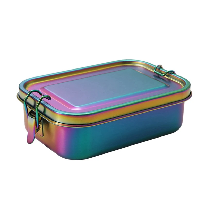 

2X Stainless Steel Bento Box Leakproof Metal Lunch Box With Removable Divider Lunch Box For Children And Adults(Rainbow)