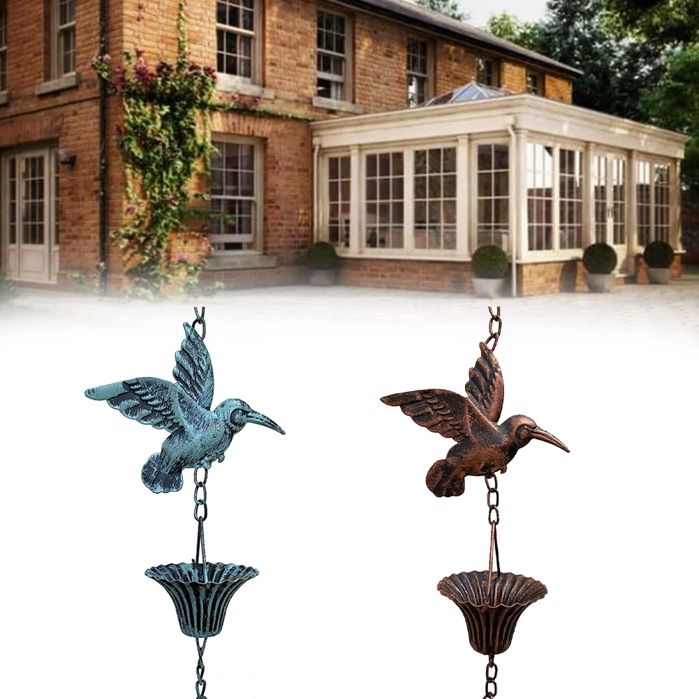 8.5ft Rain Chain Metal Vintage Bird Rain Chain Pendant Suitable For Outdoor Gutter Downspout Hardware Parts Garden Eaves Decor