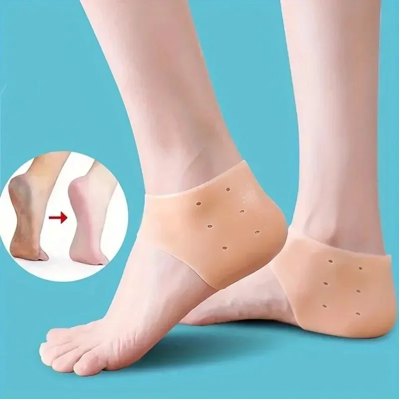 Silicone Socks 1 Pair Silicone Rubber Gel Socks Anti Cracking Liner Heel Socks Elastic Silicon Moisturizing Foot Skin Care Heel Foot Protection