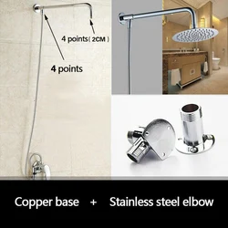 Bathroom Accessories Stainless Steel Shower Arm Bottom Hose Wall Mounted Shower Head Extension Stainless Steel Shower Head Arm