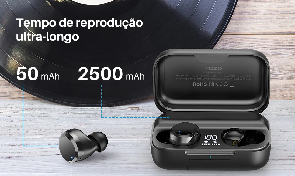 TOZO T12 Pro Wireless Bluetooth Earbuds with 4 Mics Noise