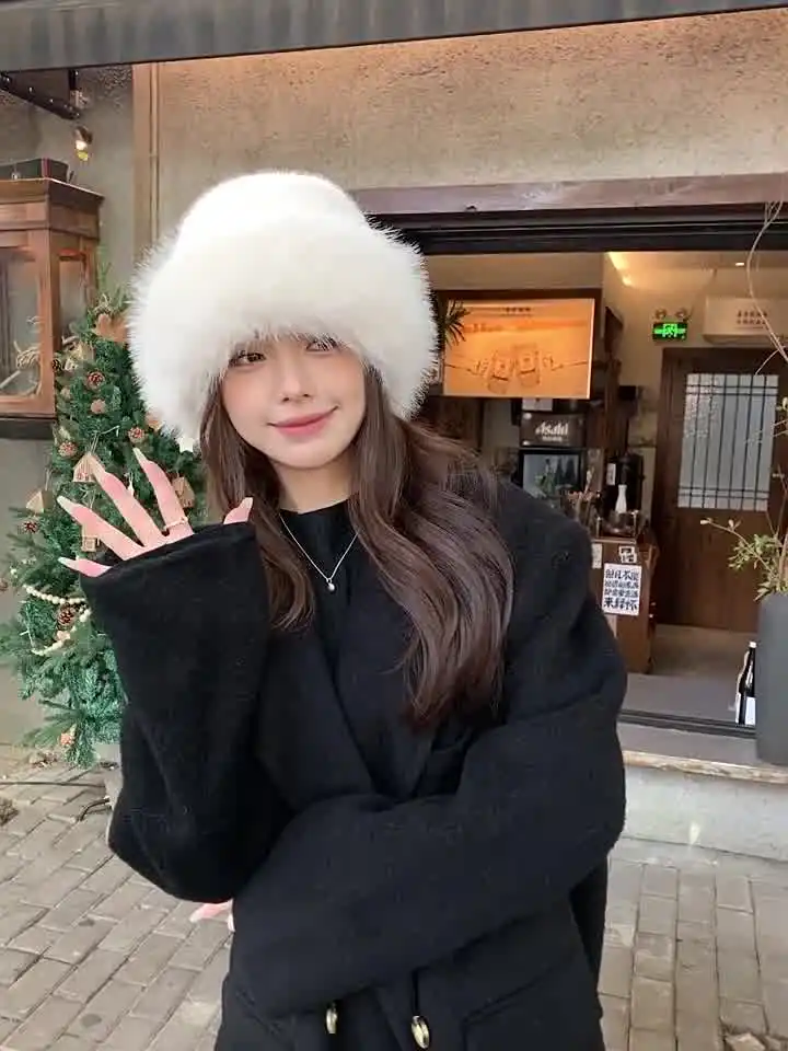 Chapeau Seau En Laine D'agneau Pour Femme - Doux, Moelleux, Pliable - Pour Hiver, Automne, Ski, Randonnée - Taille Unique (54-58cm)