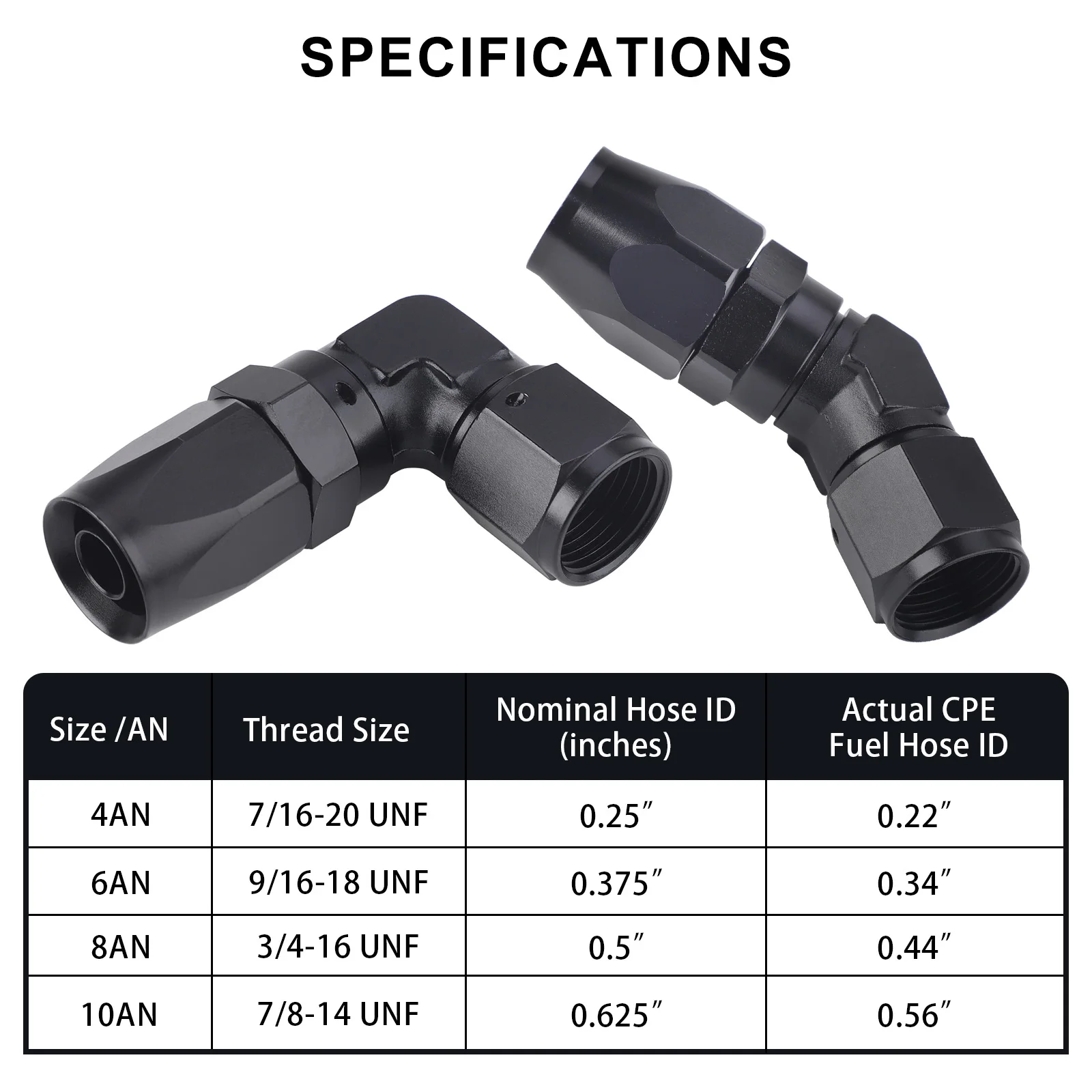 Schwarzer AN4 AN6 AN8 AN10 Aluminium Geschmiedeter Schwenkbarer Schlauchanschluss Adapter 45 Grad 90 Grad für Auto CPE Ölkühler Kraftstoffleitung – Detail 3