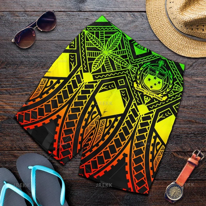 New Harajuku 3D Samoa Emblem Printing Beach Shorts Fashion Streetwear Board Shorts Unisex Cool Swimming Shorts Mens Swim Trunks 2