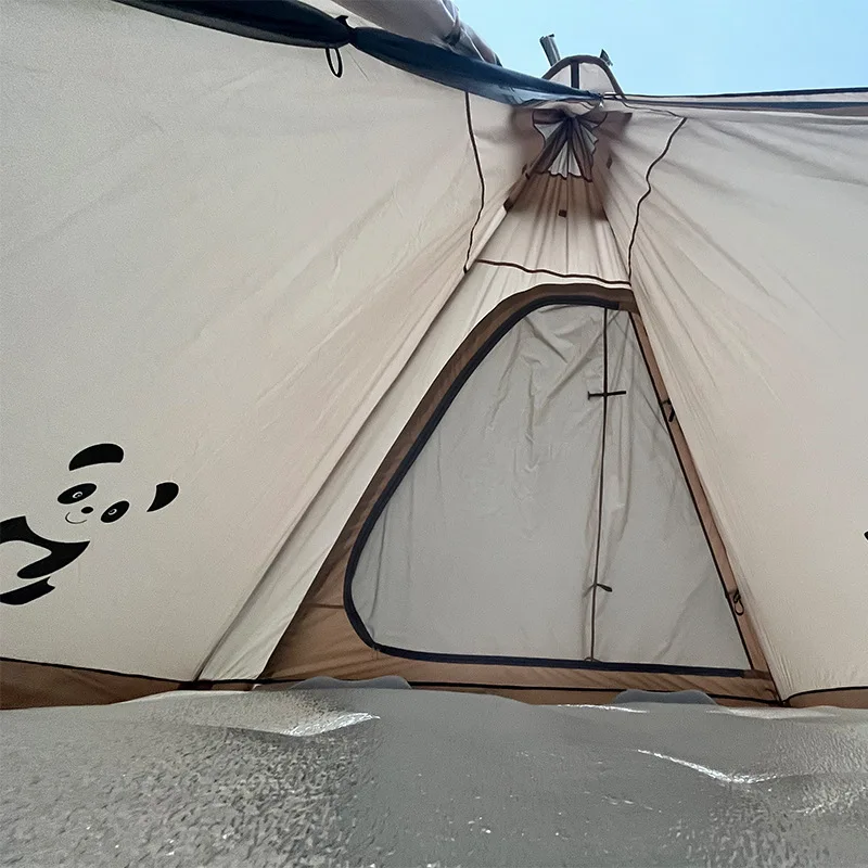Waterproof Outdoor Camping Tent 2-3 Person Indian Pyramid Design Backpacking Portable Lightweight Double Layer Pyramid Tent