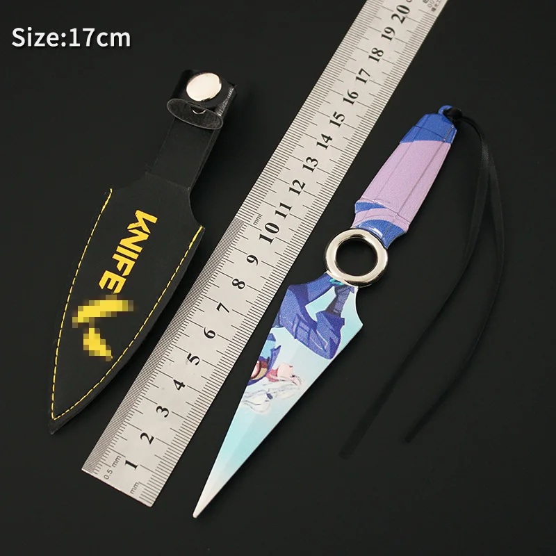 17cm Valorant Weapon JETT Kunai With Holster Weapon Model Knife Toy Sword Cosplay Metal Knive Weapon Gifts Toys for Kid 5