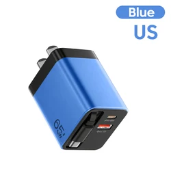 High - Power USB Charger with Telescopic Cable - Us blue