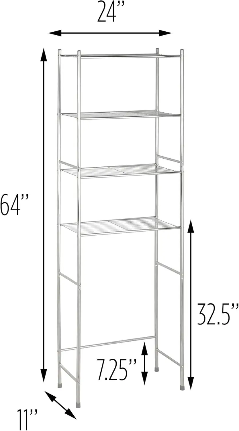 Honey-Can-Do 4-Tier Space Saver Shelf, Chrome, 24.02" L x 11.02" W x 67.72" H, BTH-05281 3