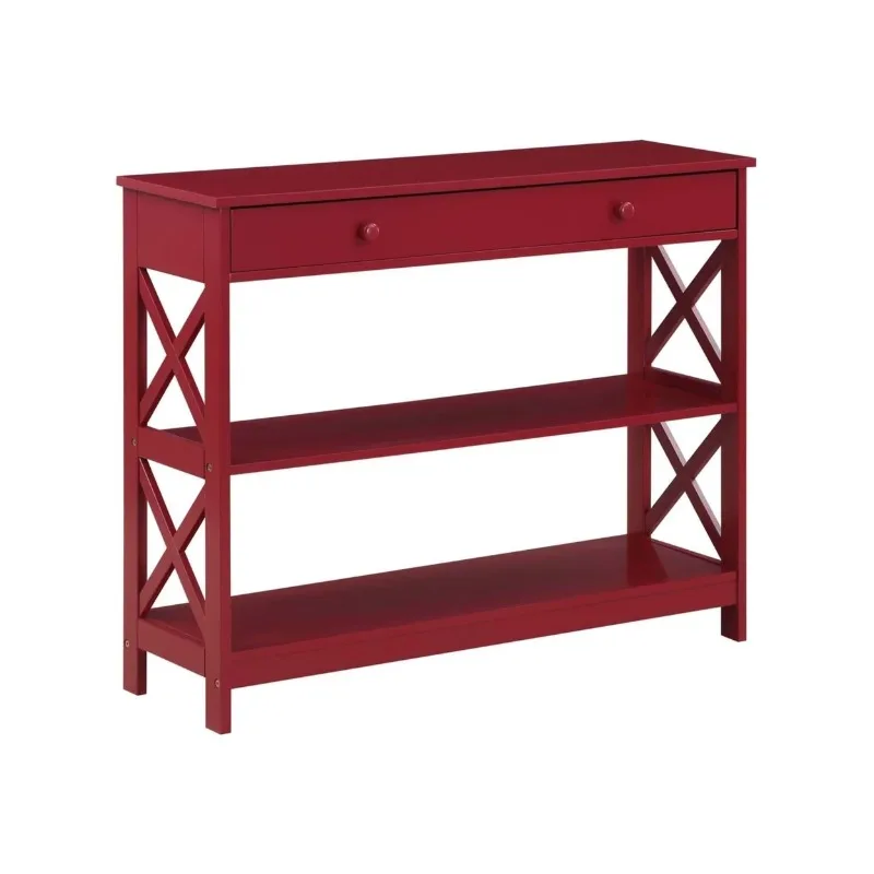 

Oxford 1 Drawer Console Table with Shelves, Red Console Tables