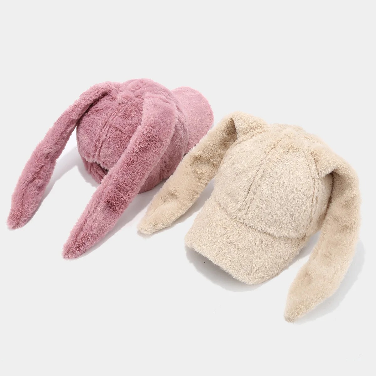 Winter Women Rabbit Ear Baseball Hat for Girl Cute Ears Hats for Women Solid Color Kawaii Skullies Student Lovely Hat for Female